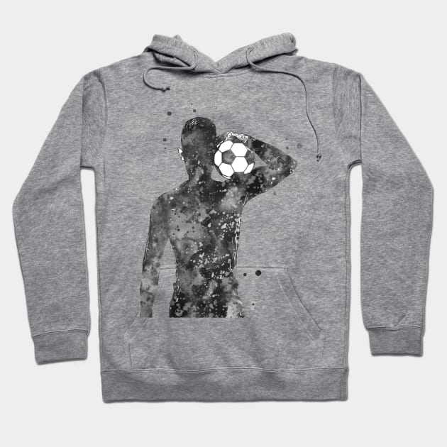 Male Soccer Player Hoodie by RosaliArt